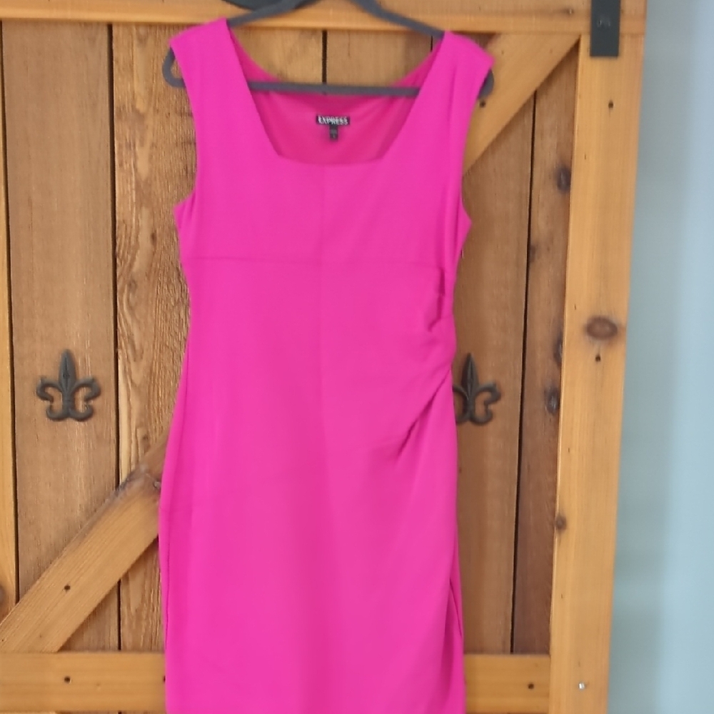 Express Pink Sheath Midi Dress Square Neck Sleeveless - Picture 1 of 1